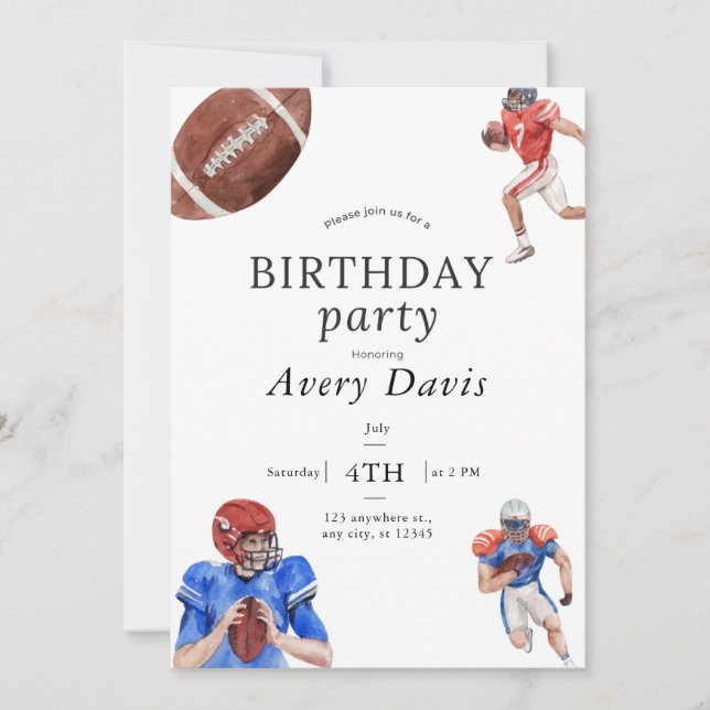 Football Birthday Party Invitation (Front)