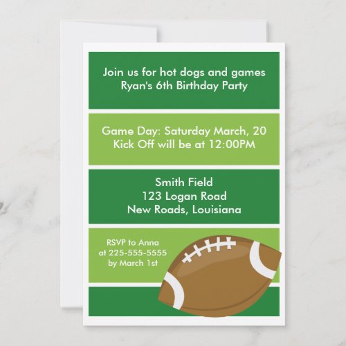 Football Birthday Party Custom Announcements