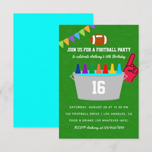 Football Birthday Party Invitation (Front/Back)