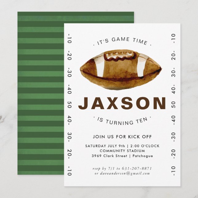 Football Birthday Party Invitation (Front/Back)