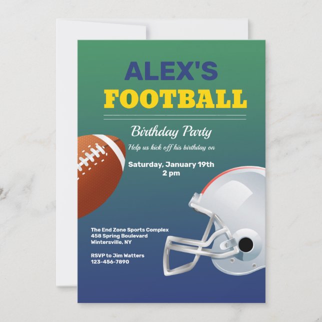 Football Birthday Party Invitation (Front)