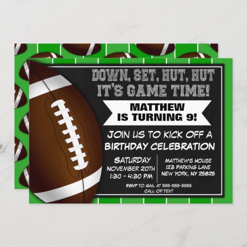 Football Birthday Party Invitation Football Fans