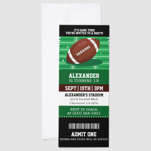 Football Birthday Party Invitation Raffle Tickets