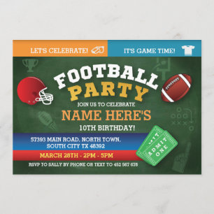 Football Birthday Party Invite sports Invitations