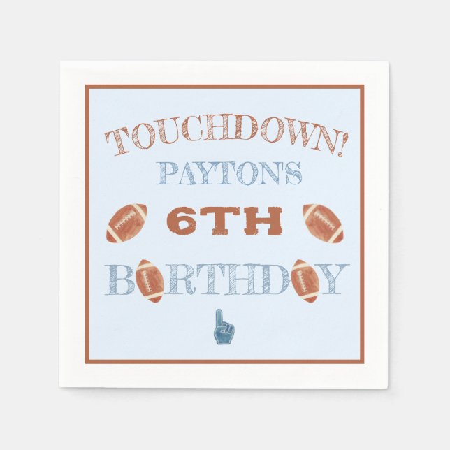 Football BIrthday Party Napkins (Front)