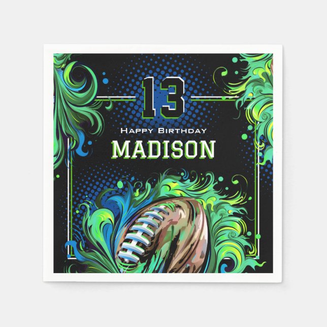Football Birthday Party Napkins (Front)