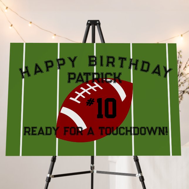Football Birthday Party Personalized Banner Foam Board (In Situ (Stand))