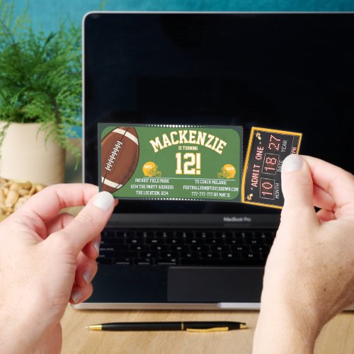 Football Birthday Party Personalized Ticket Invite