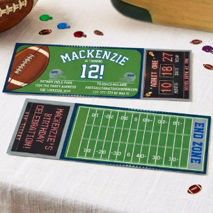 Football Birthday Party Personalized Ticket Invite