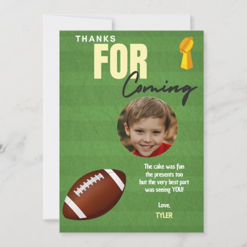 Football Birthday Party Thank You Card