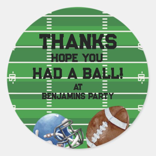 Football Birthday Party Thank You Favor Classic Round Sticker