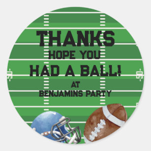 Football Birthday Party Thank You Favor Classic Round Sticker
