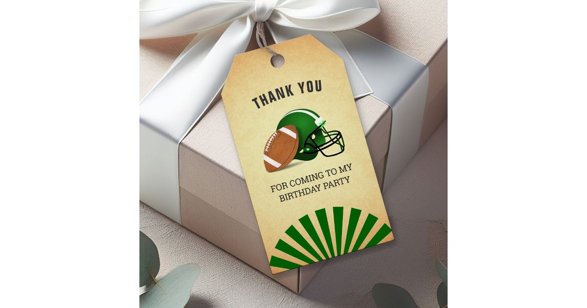 Football Birthday Party Thank You Favor Gift Tags | Zazzle