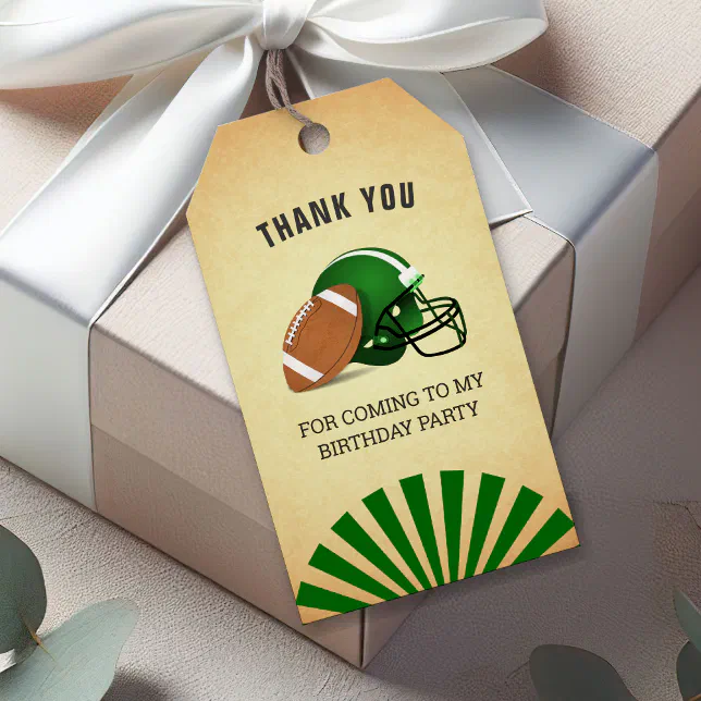Football Birthday Party Thank You Favor Gift Tags | Zazzle