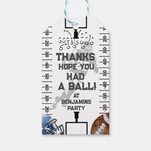 Football Birthday Party Thank You Favor Gift Tags