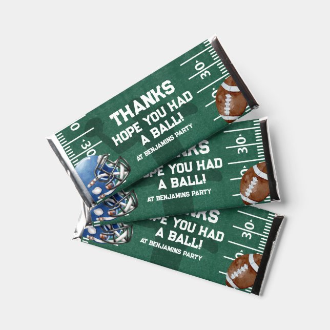 Football Birthday Party Thank You Favor Hershey Bar Favors (Front)