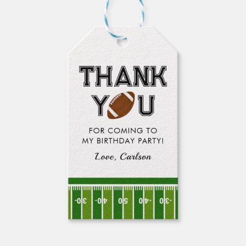 Football Birthday Party Thank You Gift Tags