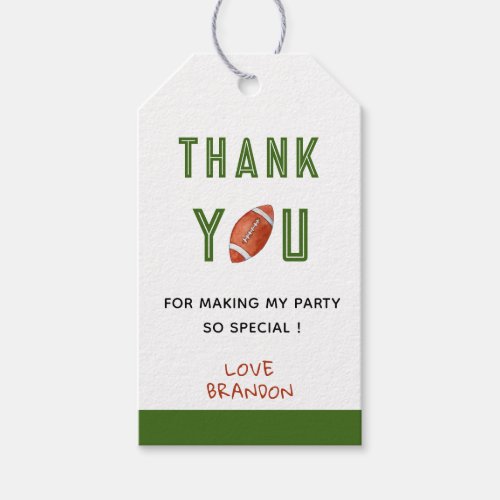 Football Birthday party Thank you tags