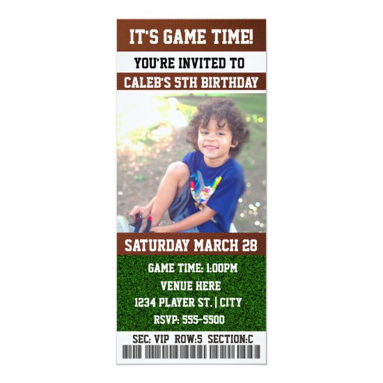 FOOTBALL Birthday Party TICKET PHOTO Invitation