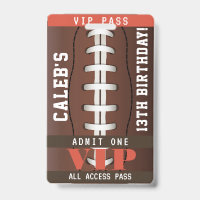 Football Birthday Party VIP Pass Badge