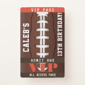 Football Birthday Party VIP Pass Badge (Back)