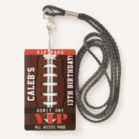 Football Birthday Party VIP Pass Badge