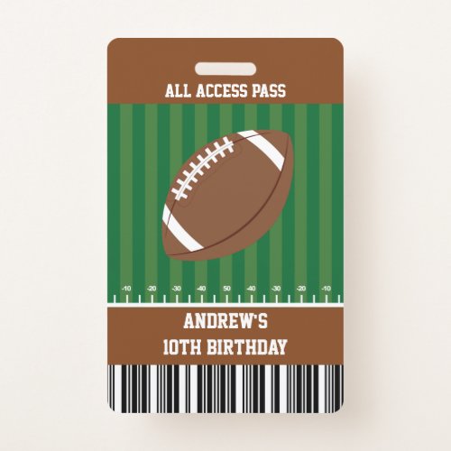 Football Birthday Party VIP Pass Badge