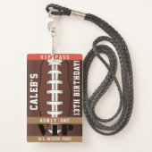 Football Birthday Party VIP Pass Badge (Back with Lanyard)