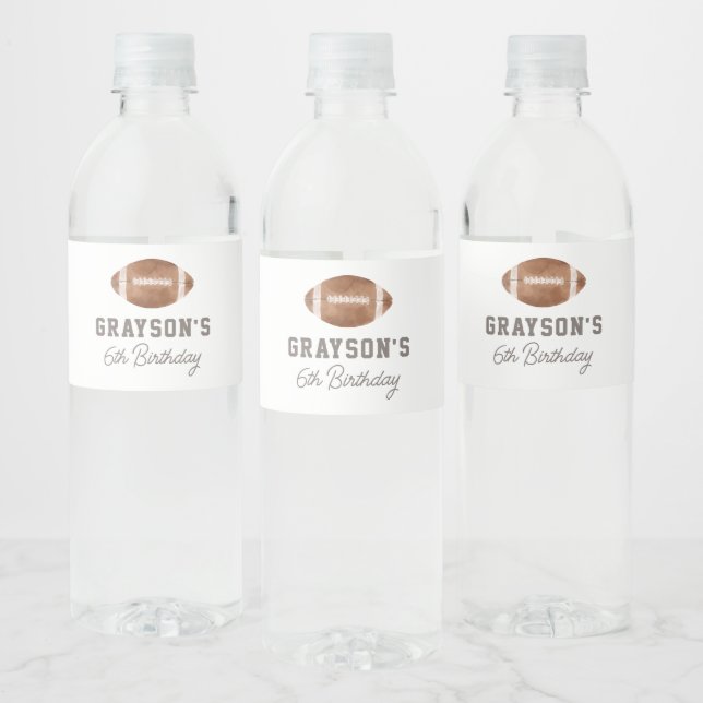 Football Birthday Party Water Bottle Label (Bottles)