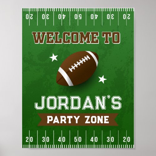 Football Birthday Party Welcome Poster Decor 8x10