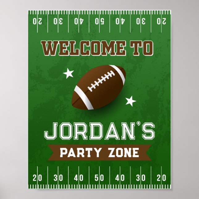 Football Birthday Party Welcome Poster Decor 8x10 (Front)