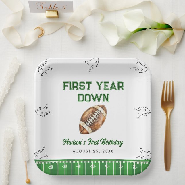 Football Birthday Party Welcome Sign Paper Plates (Wedding)