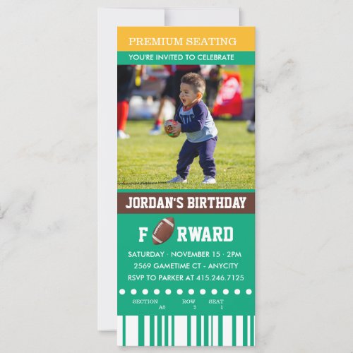 Football Birthday  Photo Birthday Invite