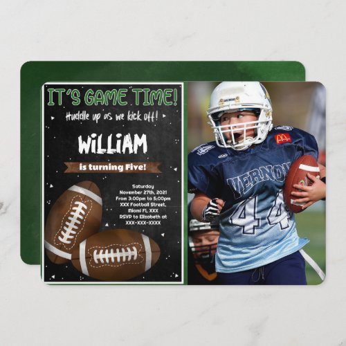 Football Birthday Photo Invitation