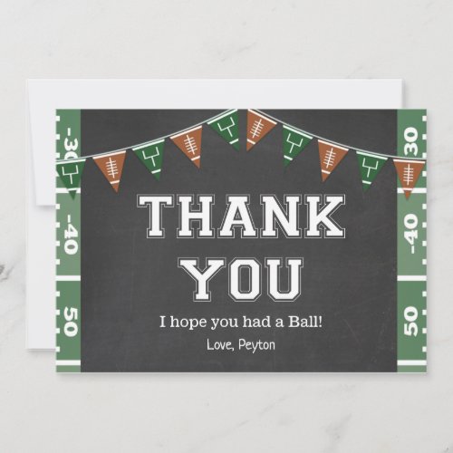 Football Birthday Thank You Card