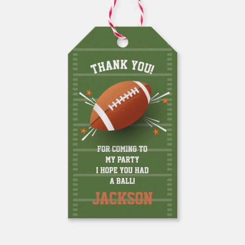 Football Birthday Thank you Gift Tags