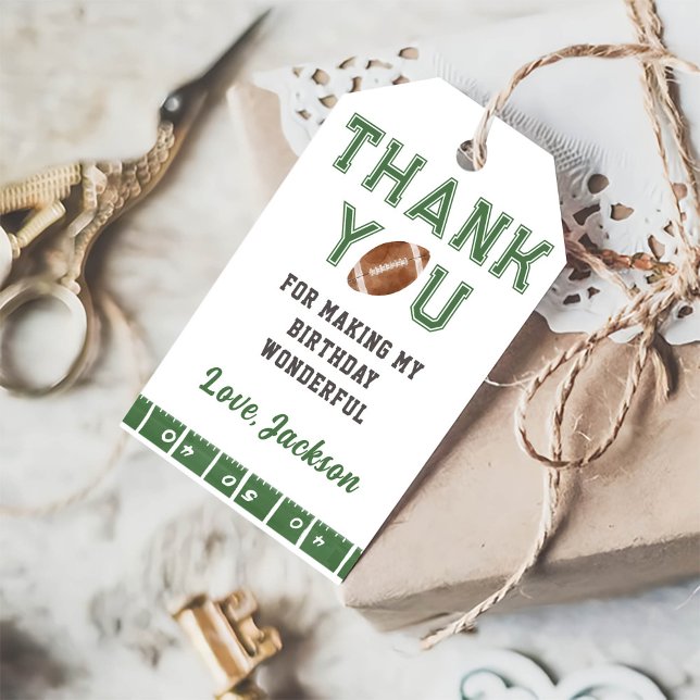 Football Birthday Thank You Gift Tags (Creator Uploaded)