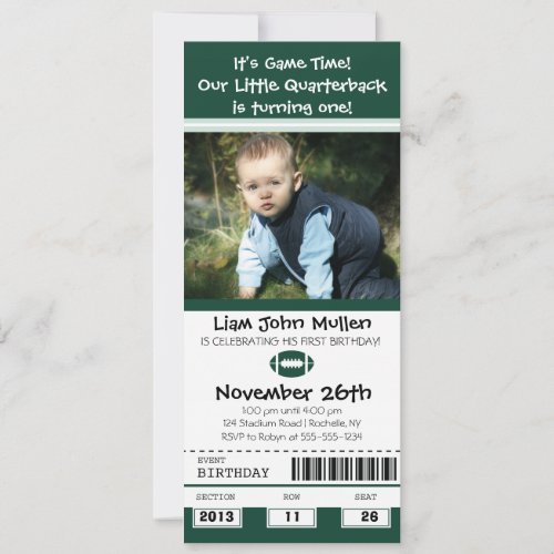 Football Birthday Ticket Invitation