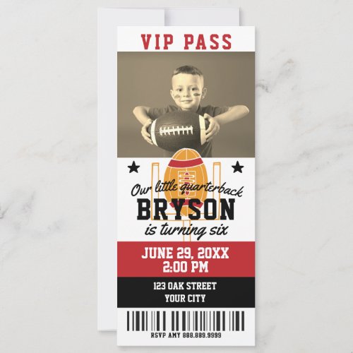 Football Birthday Ticket Invitation