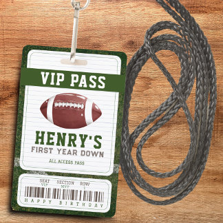 Football Birthday Vip Pass Boy's 1st birthday Badge