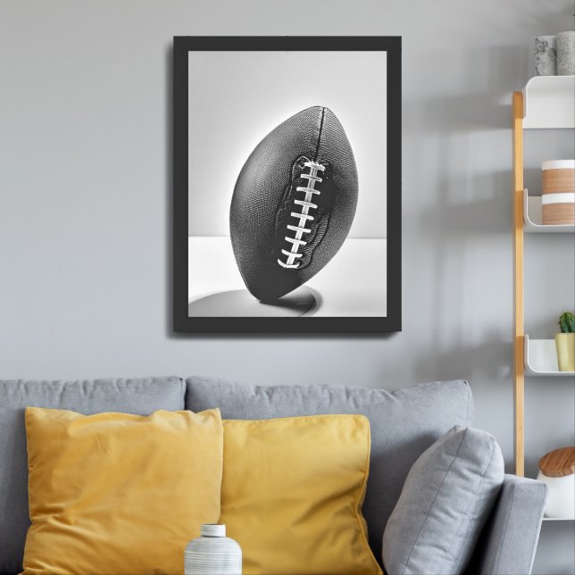 Football Black and White Minimalist Photo Framed Art (Living Room 3)