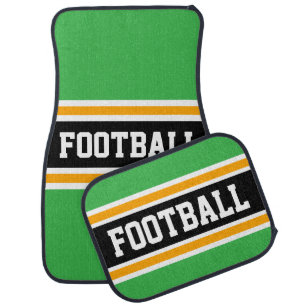 FOOTBALL Black Orange Green Blue Racing Stripes Car Floor Mat