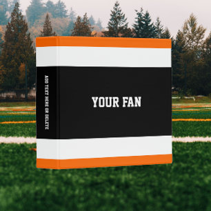 Football Black, Orange & White Personalized 3 Ring Binder