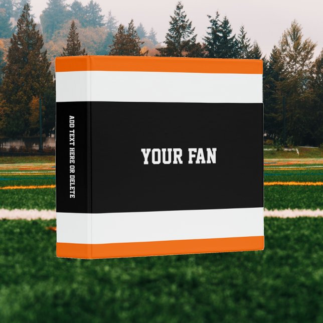 Football Black, Orange & White Personalized 3 Ring Binder (Creator Uploaded)
