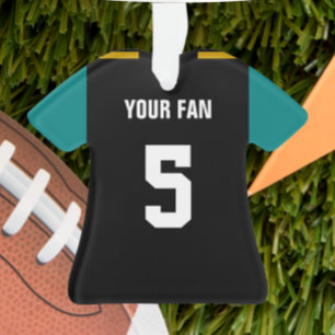 Football Black, Teal & Gold Jersey Ornament