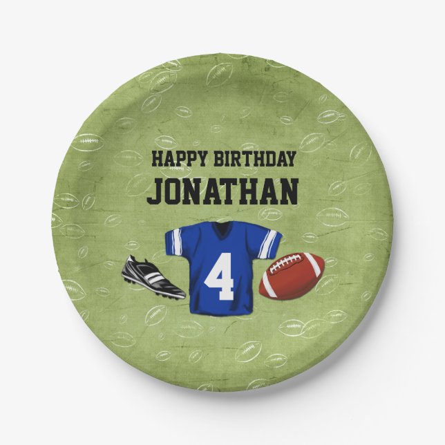 Football Blitz Kids' Birthday Party Paper Plates (Front)