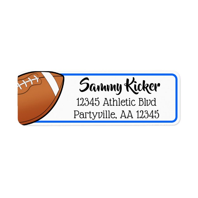 Football Blue & Black Address Label (Front)