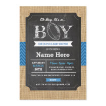 Football Blue Boy Baby Shower Rugby Invite