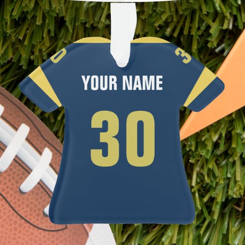 Football Blue  Gold Jersey Ornament