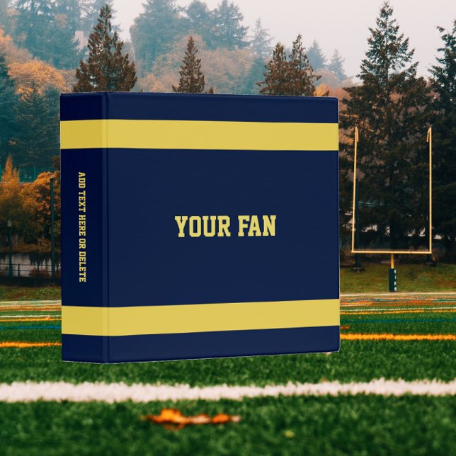 Football Blue & Gold Personalized 3 Ring Binder (Creator Uploaded)